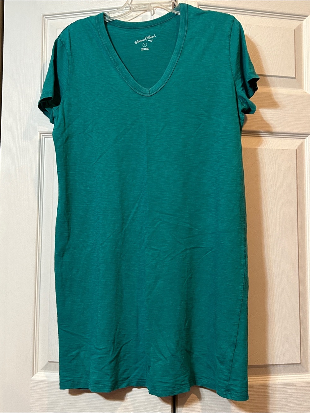 Universal Thread Teal V-Neck Short Sleeve Tunic Dress